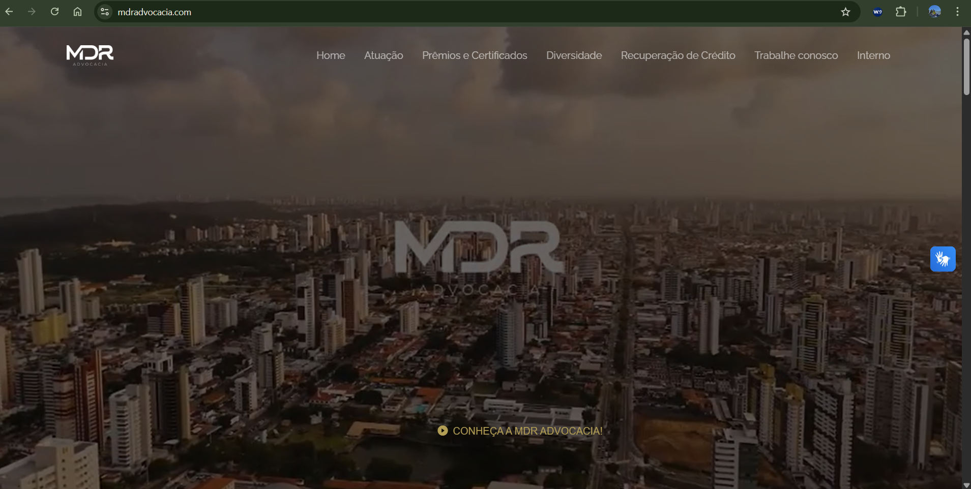 Tela do site MDR Advocacia